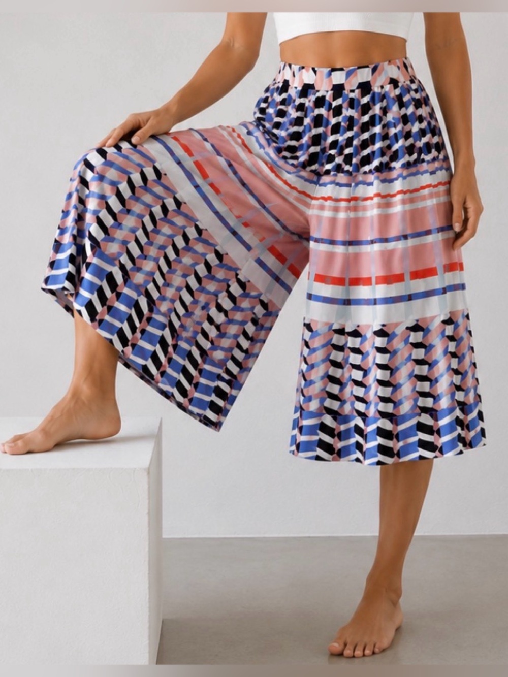 Yumi Kim Printed Wide Leg Full Skort Palazzo Culotte Pants Skirt